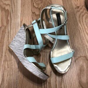 White House Black Market Leather Mint Sandals 10